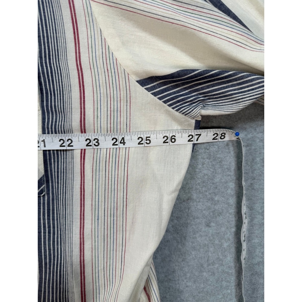 VTG Wrangler Western Pearl Snap Shirt Striped Red Cream Blue 2XL Yoke Americana - Picture 6 of 16